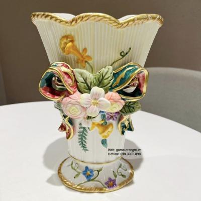 BÌNH HOA DÁNG CÚP HỌA TIẾT ĐẮP NỔI 3D